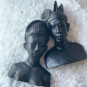 Hand Carved Wooden Bali Bust Sculptures - 2